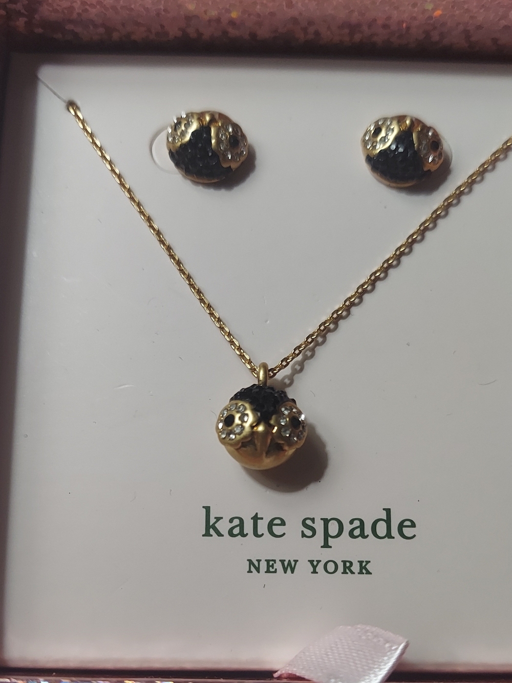 kate spade Necklace & Earrings Set in Gold & Black Penguin Set